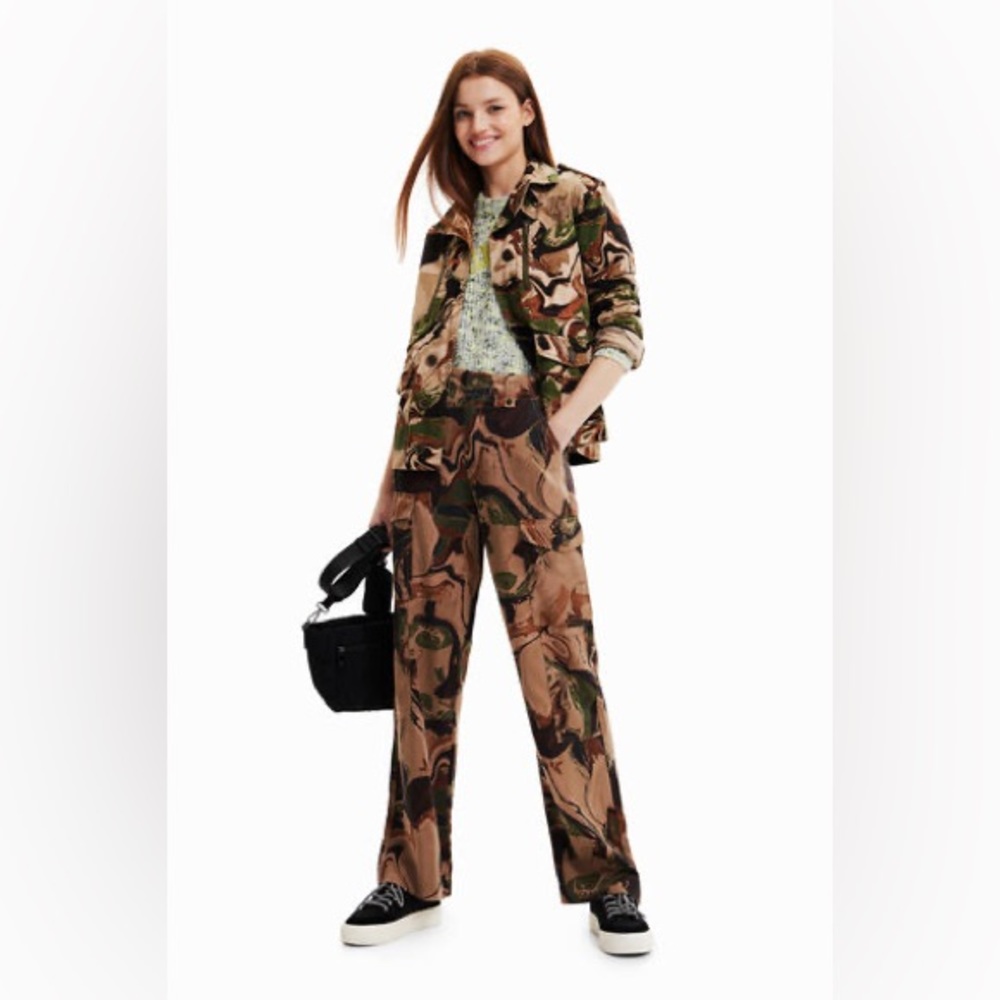 Desigual Psychedelic Camouflage Cargo Tencel / lycocell Trousers